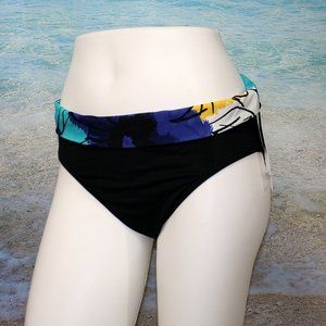 BE CREATIVE Swimsuit Bikini Bottoms Black Floral Band Bathing Suit Size 10